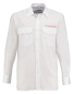 Preview: Das weiße Feuerwehr Diensthemd ist in der Regular Fit Form halbarm geschnitten, bestickt mit Sauferlöwe+Stick Feuerwehr